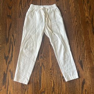 White drawstring pants